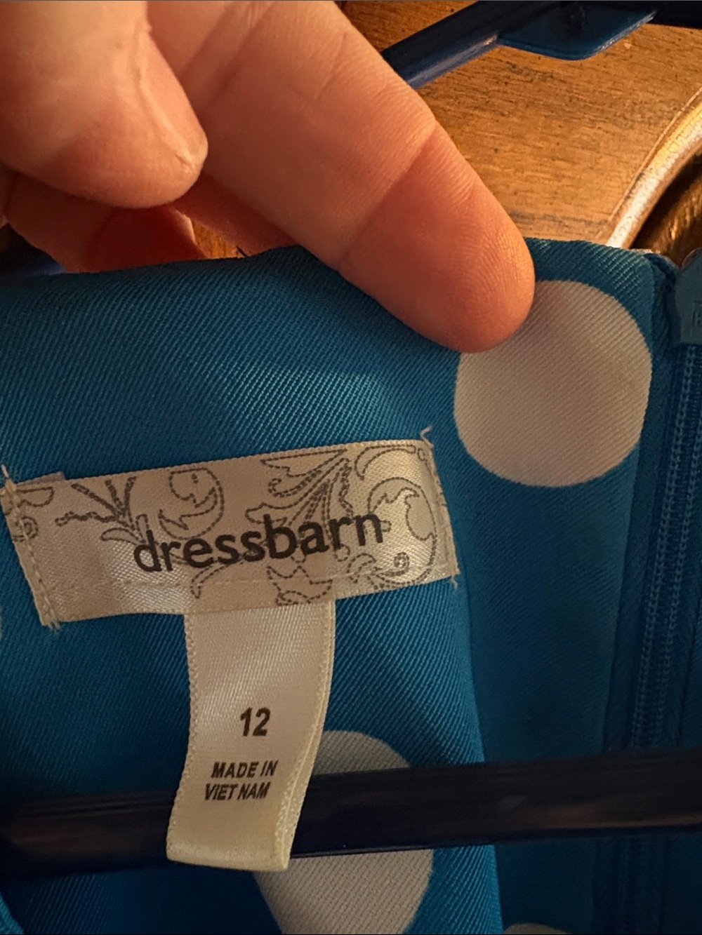 dressbarn Ladies Teal Polka Dot Dress - Teal & White